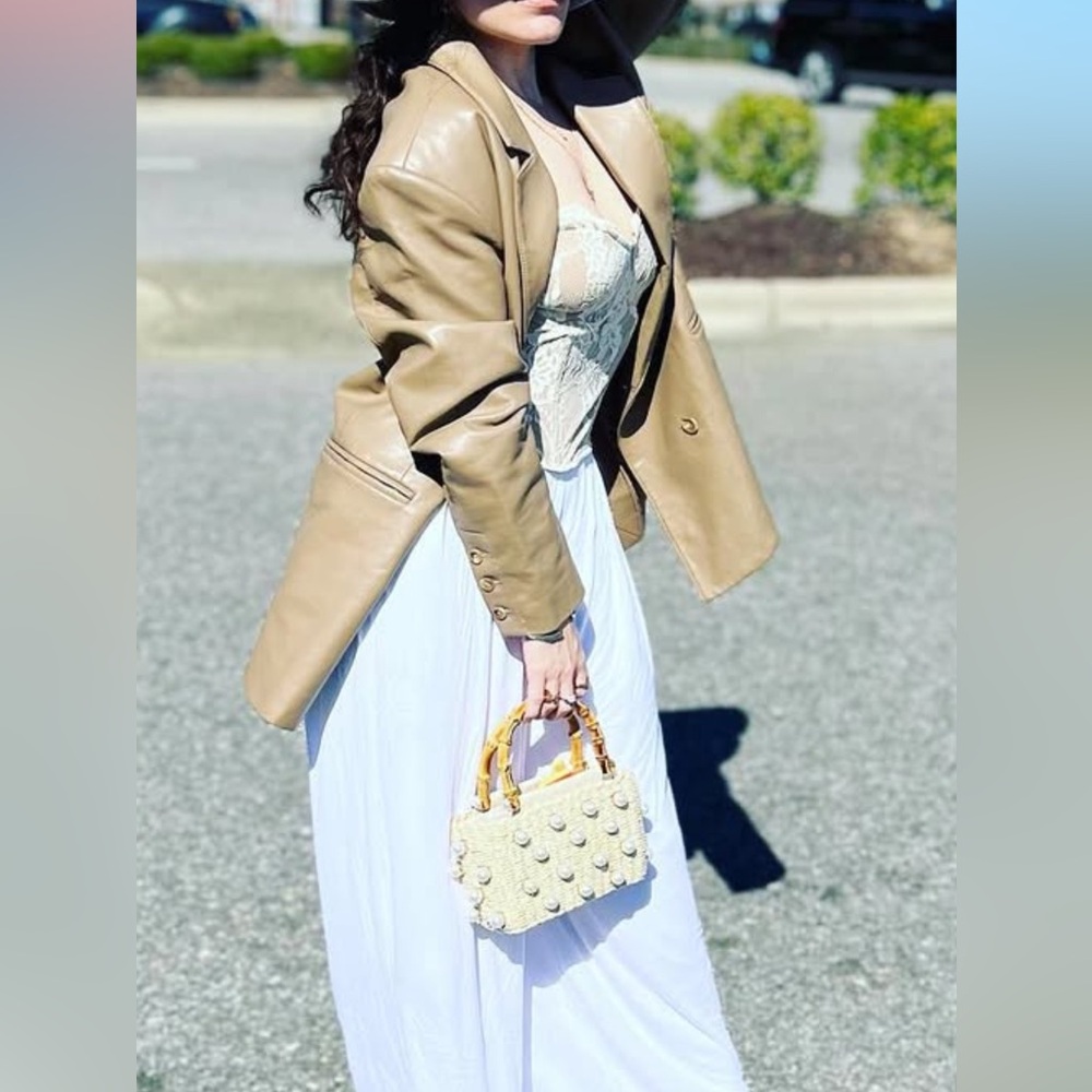 JLUXLABEL Tan Blazer and White Pantsuit